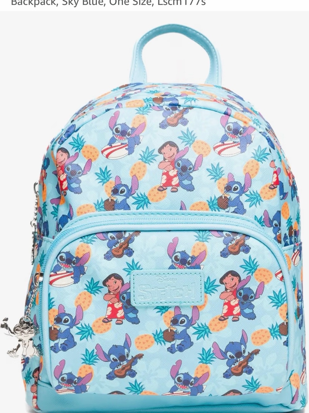 Disney Lilo & Stitch Light Blue Kids Backpack with Tropical Print